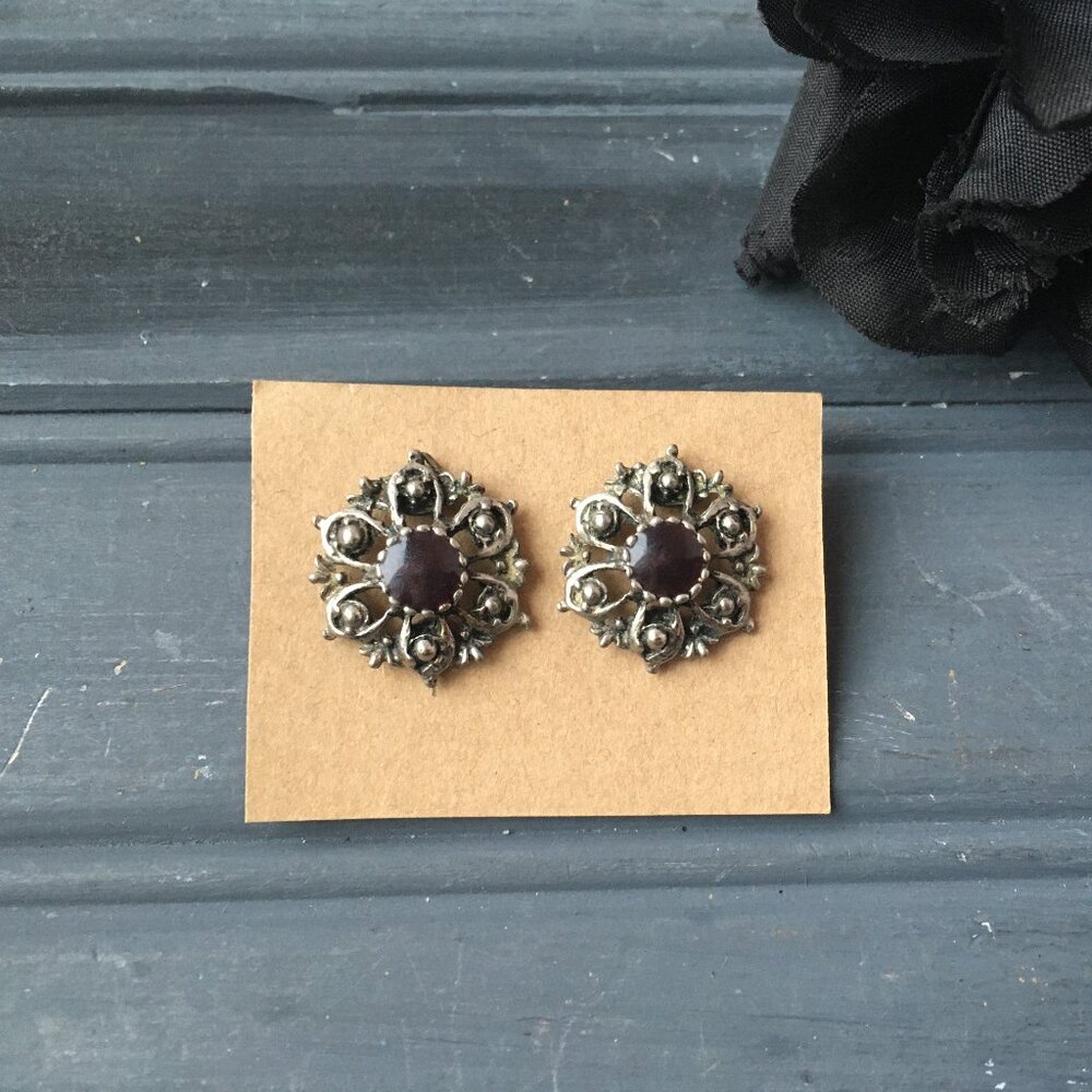 Pewter + Purple Earrings